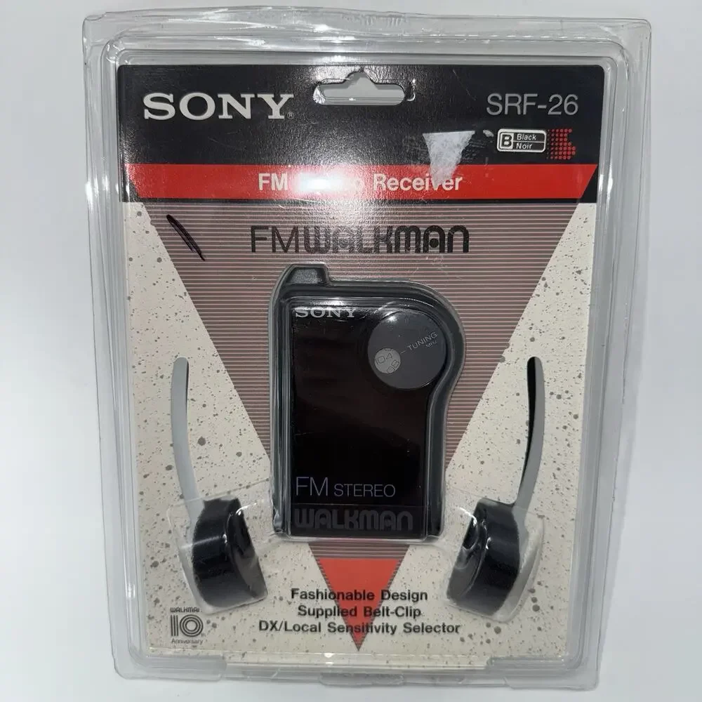 NEW SEALED Sony WALKMAN FM Stereo Receiver SRF-26 Black 10th Anni. Vintage Radio